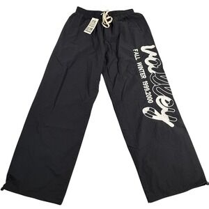 Valley Dreams Black Graphic Wide Leg Track Pants XXL Fall Winter 1999-2000 New